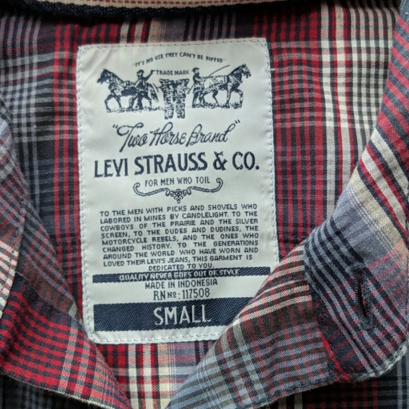Levi's Button Up Plaid Shirt Sz S - Picture 2 of 5